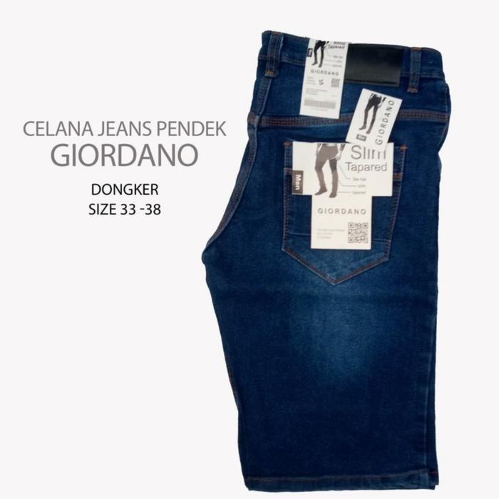 Celana Jeans Pendek Giordano Slim Tapered Dongker - Size 30