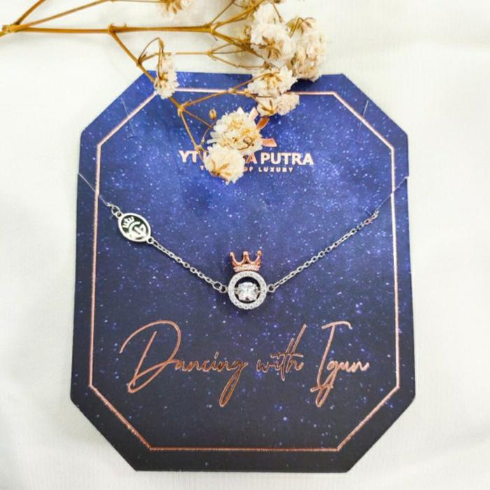 Gelang Wanita Tali IGun mahkota dancing Stone Perhiasan Emas asli