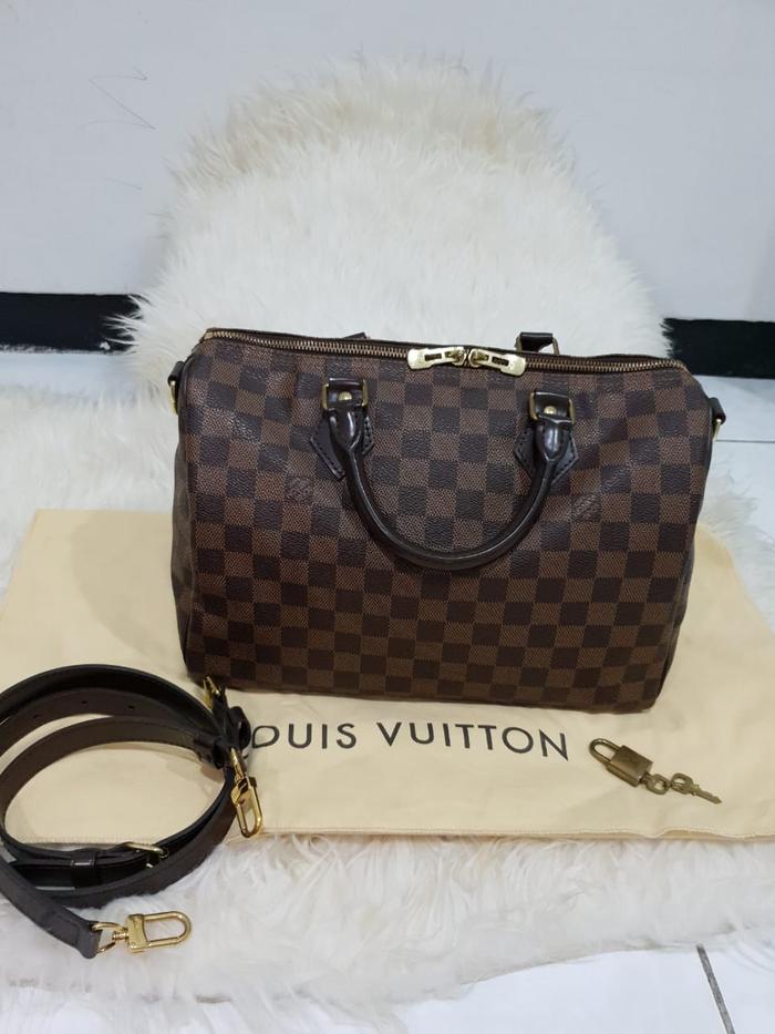LOUIS VUITTON SPEEDY BANDOULIERE 30 Preloved Damier Ebene Canvas