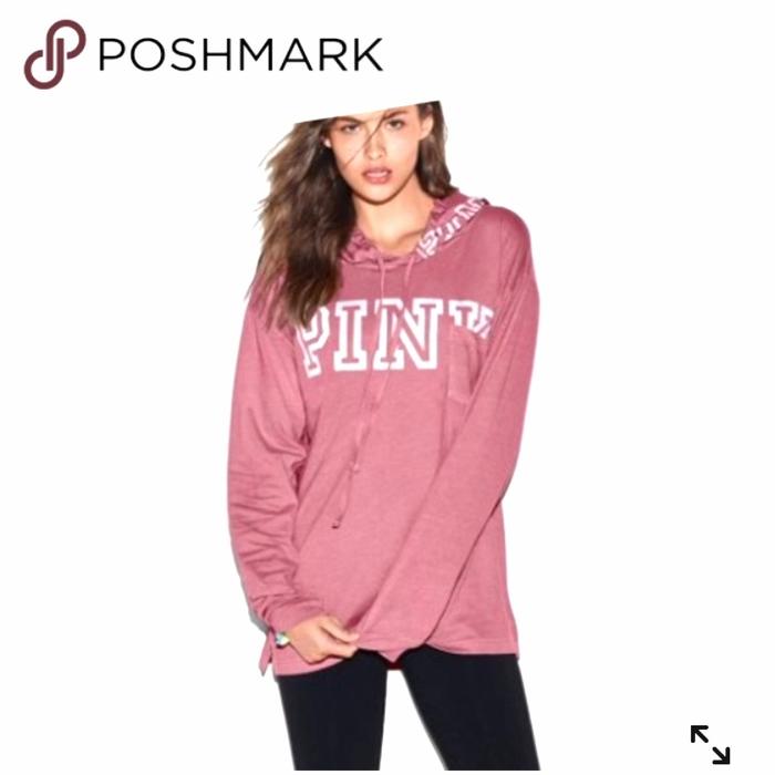 pink victoria secret hoodie tee