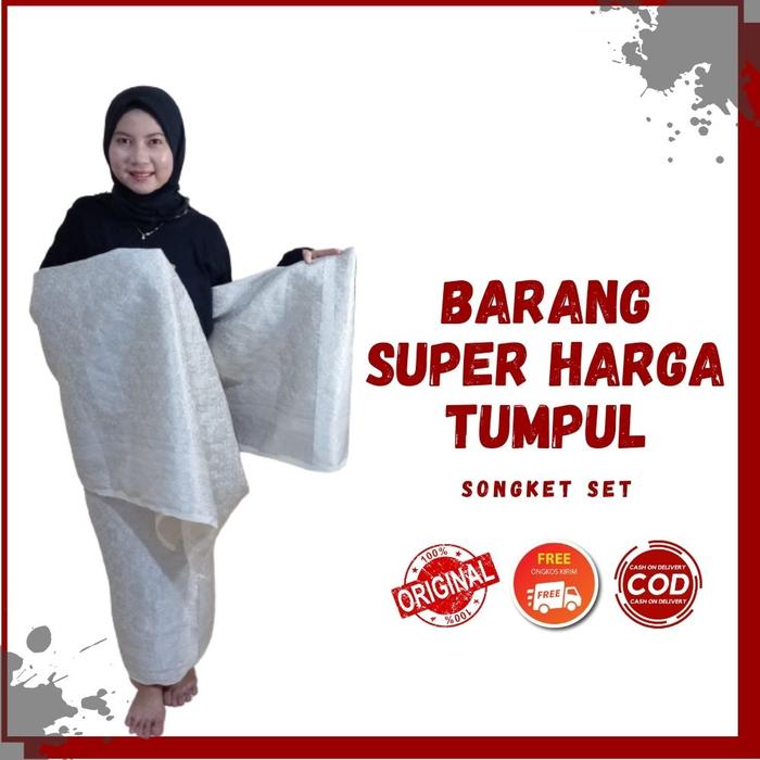 Kain Songket Palembang Set Putih Silver