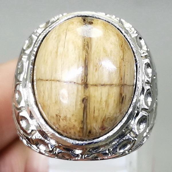 Cincin Batu Akik Tapak Jalak Original Fosil Kayu
