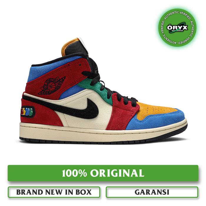 Nike Air Jordan 1 Mid Fearless Blue The Great / Muslin / Varsity Red