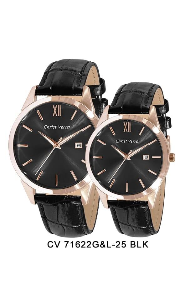 JAM TANGAN CHRIST VERRA CV 71622G/L-25 ROSEGOLD BLACK LEATHER ORIGINAL