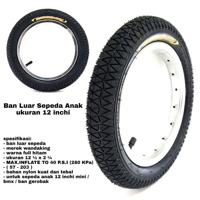 roda gerobak ban luar sepeda anak 12 inchi 12 1/2 x 2 1/4 wandaking