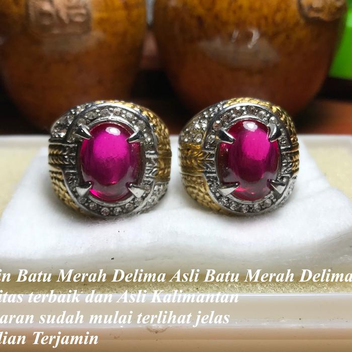 Cincin Batu Merah Delima Pengantin Sepasang Asli Alami