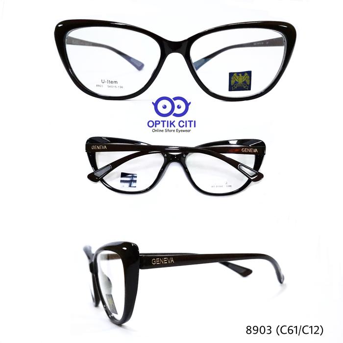 Frame Kacamata wanita cat eyes geneva 8903 lentur ringan paket lensa