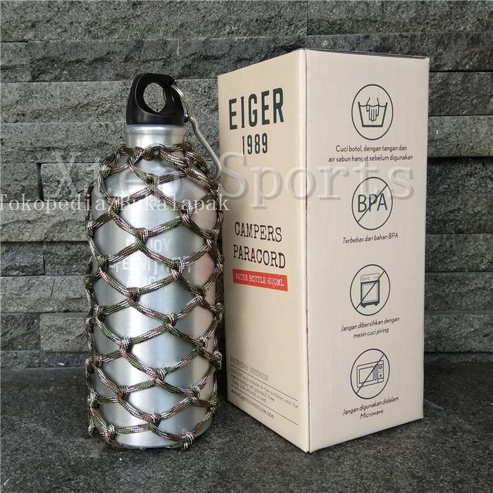 Botol Air Eiger Campers Paracord Water Bottle 600ml 910005499 Silver