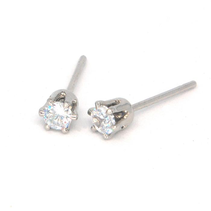 Anting Imut Putih Perak Anak & Dewasa Crystal Zirconia AW60