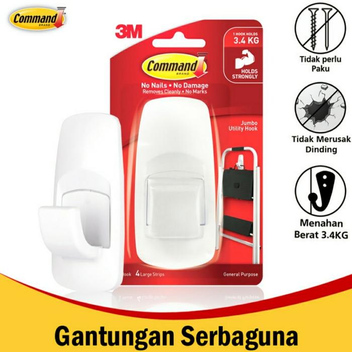 3M Command Jumbo Hook 17004 - Gantungan Jaket dan baju Serbaguna