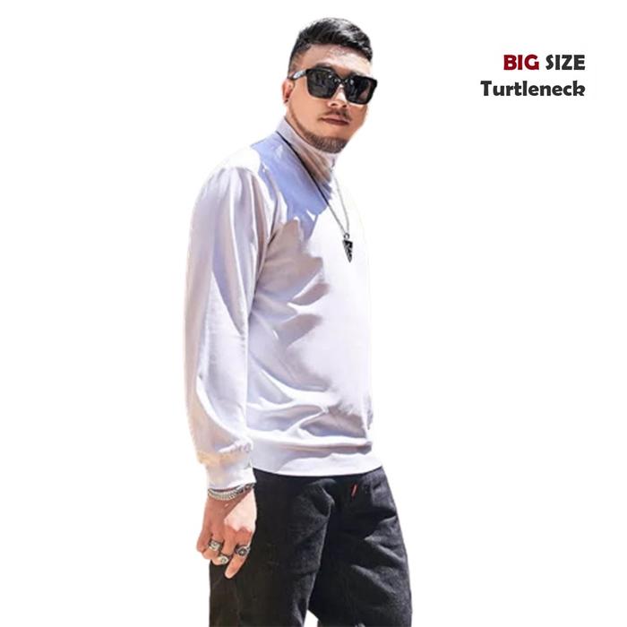 BAJU KAOS LEHER TINGGI LENGAN TANGAN PANJANG TURTLENECK PRIA XL / XXL
