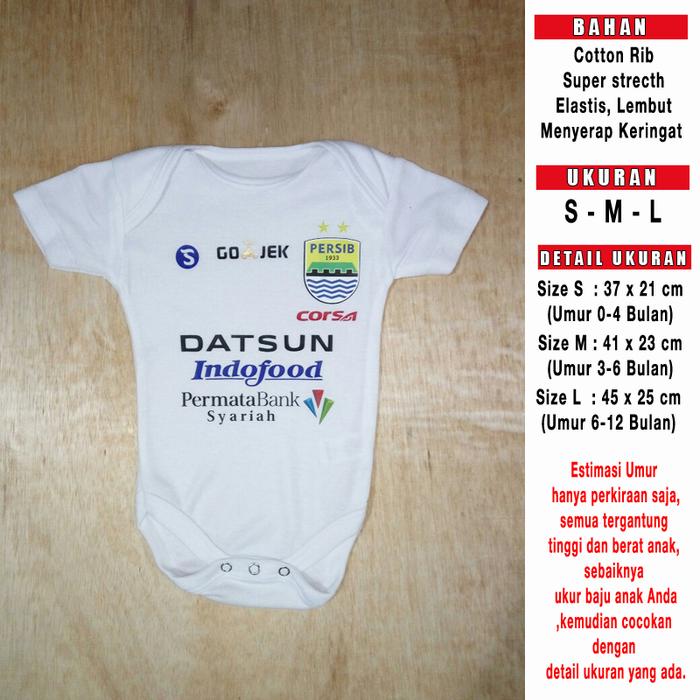 Baju Bola Bayi/Baby Romper/Baby Jumper bayi Persib Away LIGA1 2017