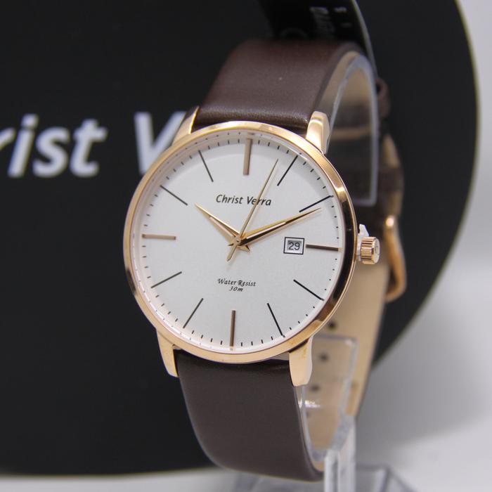 CHRIST VERRA JAM TANGAN ARLOJI PRIA ANALOG ORIGINAL GARANSI 75006 COWO