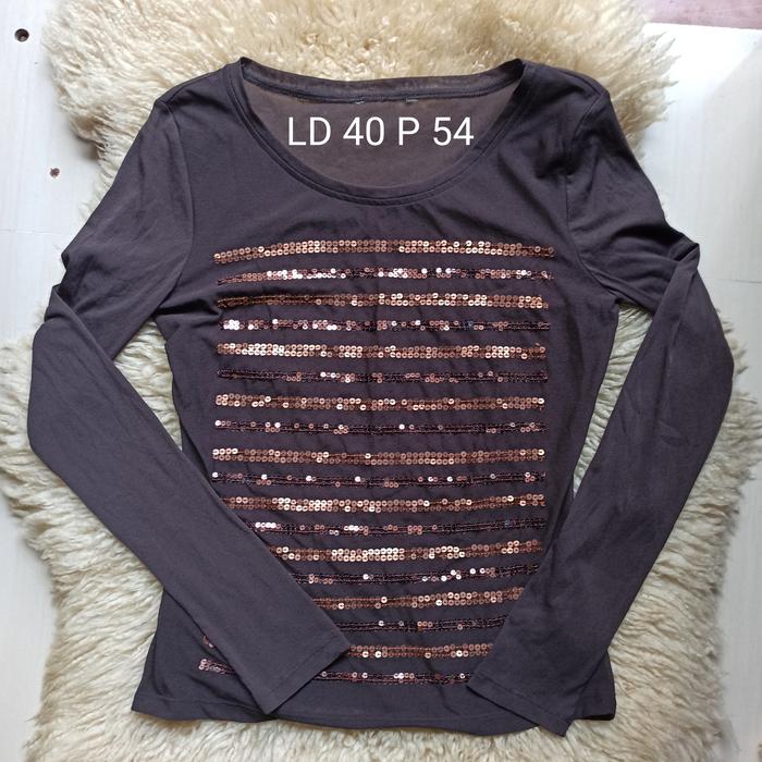 Baju atasan wanita / remaja LADIES BROWN SEQUIN MESH TOP FROM M&S
