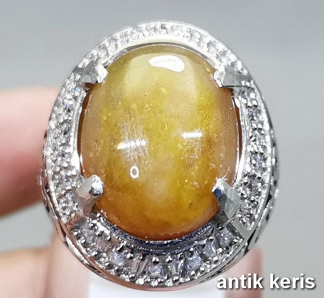 Batu Akik Kristal Kuning ManiGajah Asli F0sil Natural Alami