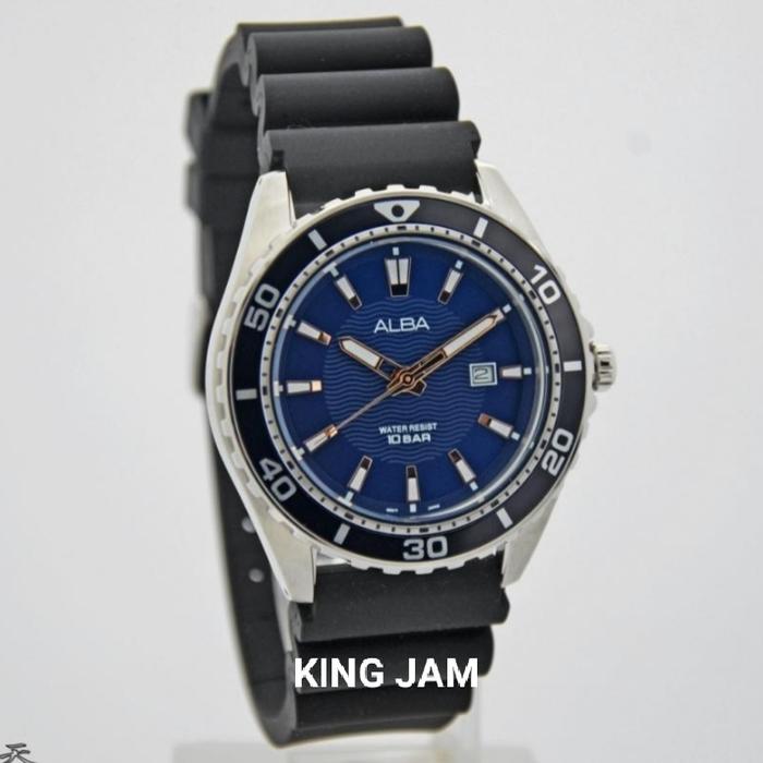 Jam Tangan Pria Alba AG8L31X1 Original Black Dial Blue