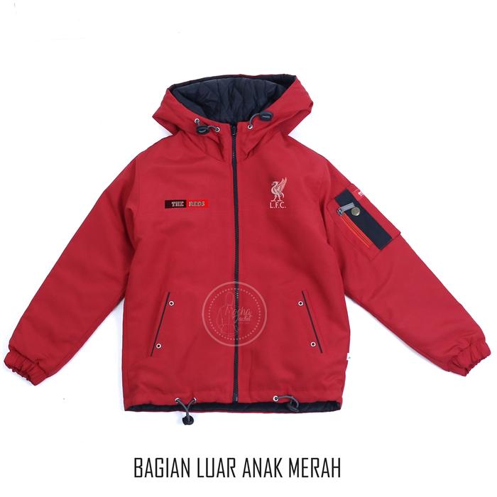 jaket anak bolak balik liverpool bahan taslan + dacron