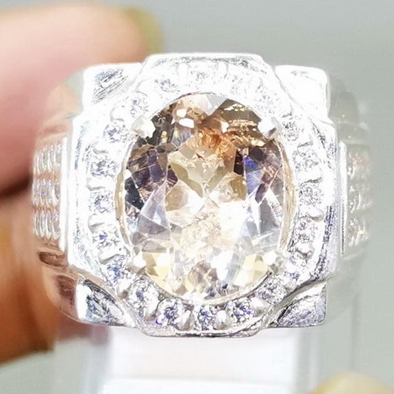 Batu Akik Natural Bicolour Topaz Putih Kuning Bagus