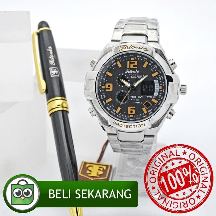 Jam Tangan Pria Tetonis T1009MB Original Rantai Silver Doubletime