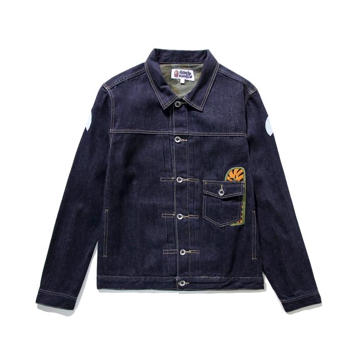 JAKET PRIA BAPE JEANS JAKET DENIM BAPE SHARK NAVY BEST MIRROR 1:1