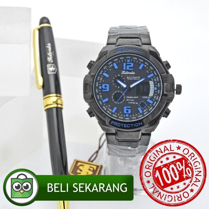 Jam Tangan Pria Tetonis T1009MB Original Rantai Doubletime Sport Mewah