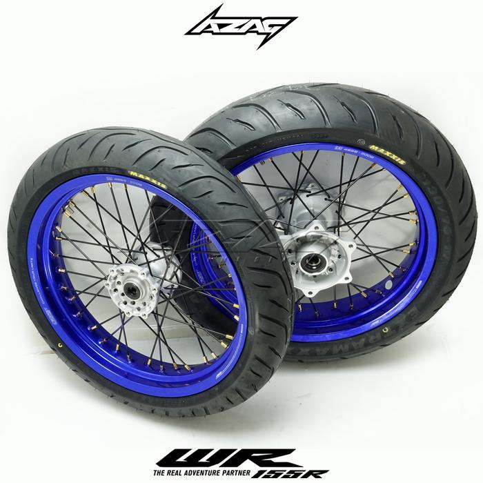 BAN SET SUPERMOTO WR 155 TROMOL ORI BAN MAXXIS 17/300/350 110/130/70