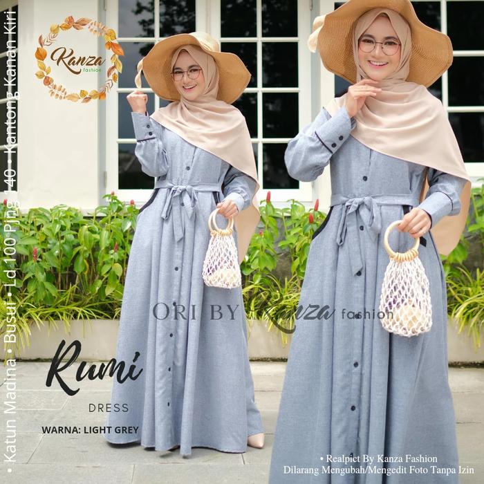 Gamis Wanita Busui Rumi Dress Katun Madina Original Kanza