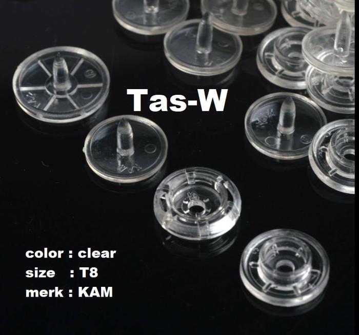 Plastik snap button/kancing jepret plastik KAM bening T8(14.1mm)