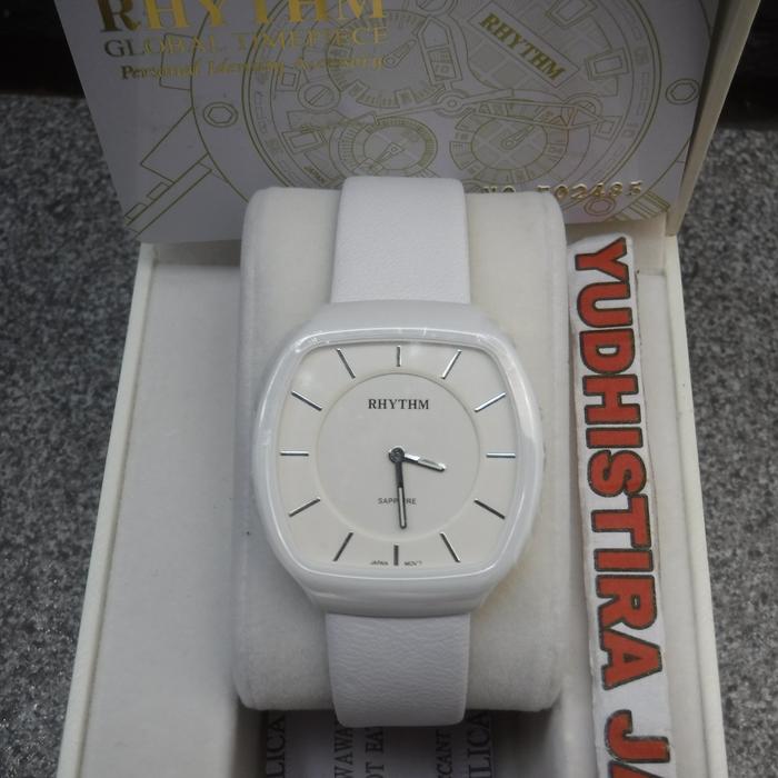 Jam Tangan Rhythm Ceramic Series C1302L 01 White Sapphire Original