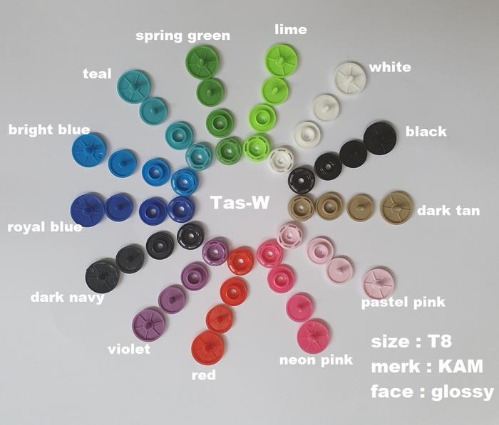 Plastik snap button/kancing jepret plastik KAM glossy T8(14mm)