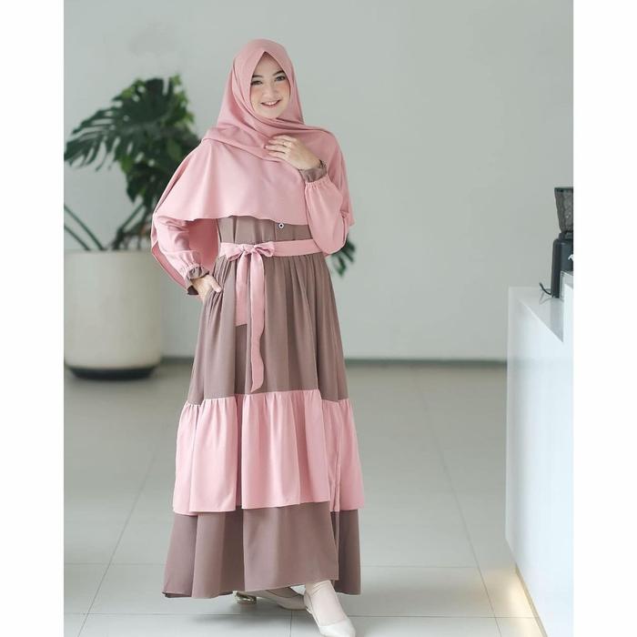 Amyra Syari | Setelan Gamis Syarii Set Khimar | Fashion Wanita Muslim