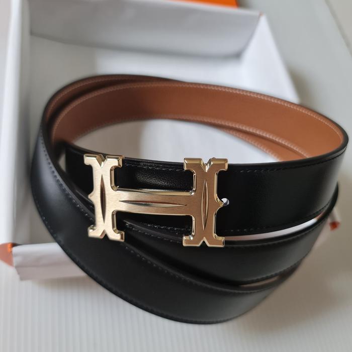 [NEW] Sabuk HERMES Black / Gold Special Buckle Permabrass Sz 115