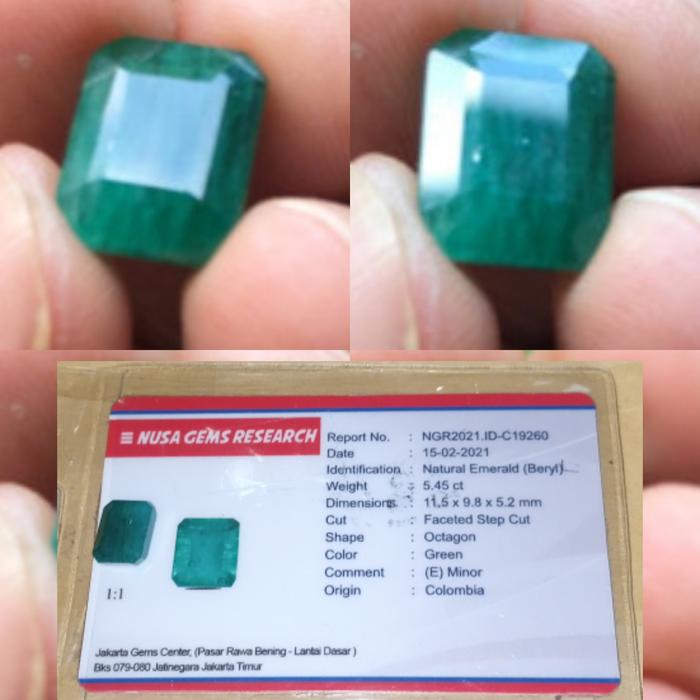Natural Emerald Beryl Zamrud Colombia - Octagon - Memo NGR - CE Minor