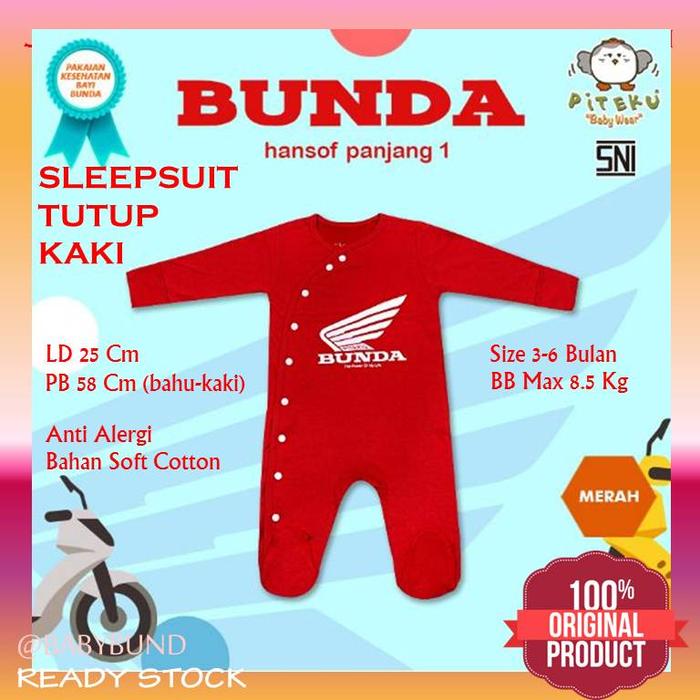 Sleepsuit Tutup Kaki Baju Bayi Laki-Laki 3-6 Bulan Piteku Jumper Baby