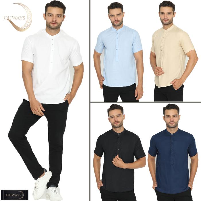 Kemeja Casual Pria Quways Baju Lengan Pendek Premium Bisa COD
