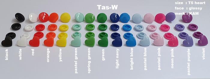 Plastic snap button/kancing jepret merk KAM ukuran T5 bentuk HEART