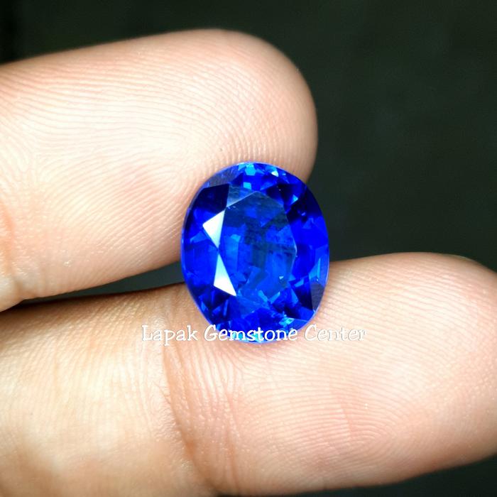 Batu Permata Vivid Royal Blue Sapphire Asli Catam Oval Cutting Mewah