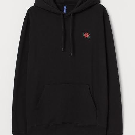 H&M FULL TAG ROSE FLOWER BLACK HOODIE SWEATER JACKET HNM SALE NEW