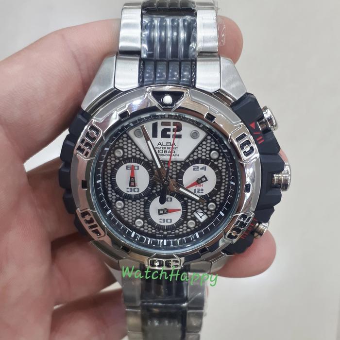Alba AU2013X1 Diver Crono AU2013 Silver Black Men Watch 100% Original