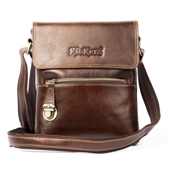 Tas selempang kulit asli TKC-22 kickers - TAS Pria KICKERS Cokelat