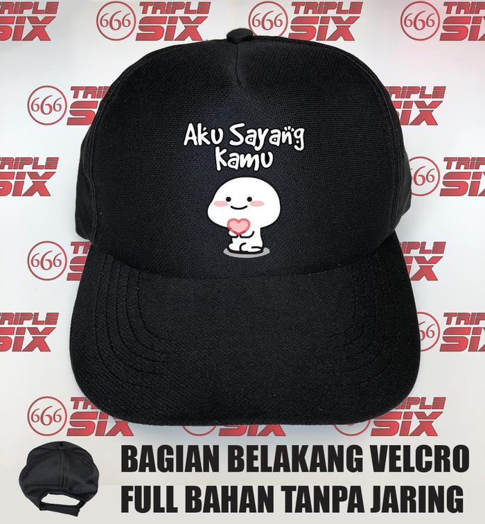Topi Trucker full kain Si pentol aku sayang kamu kado Valentine