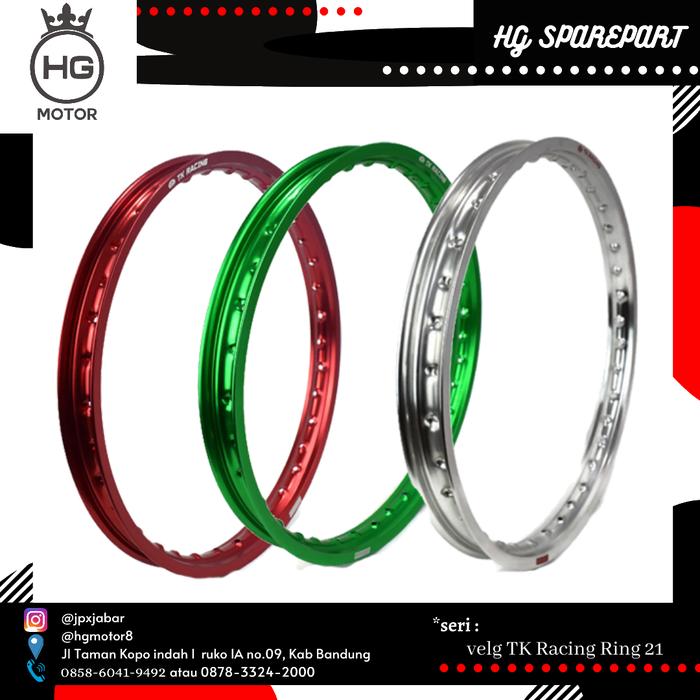 VELG DEPAN TK RACING ORIGINAL 160 21 BRIGHT WM SILVER GREEN 36 HOLE