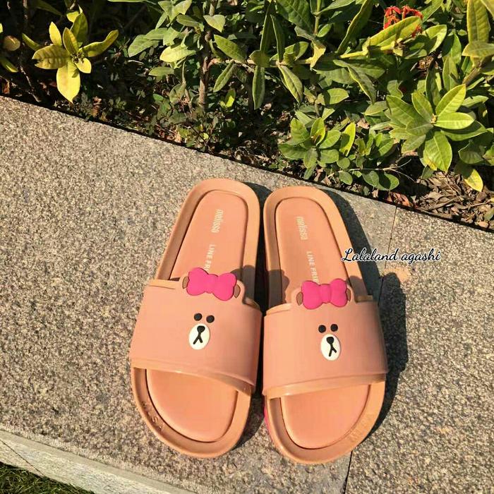 Sandal Melissa beach slide line friends brown