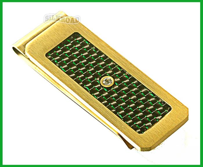 dompet money clip penjepit uang fiber serat carbon karbon gold emas