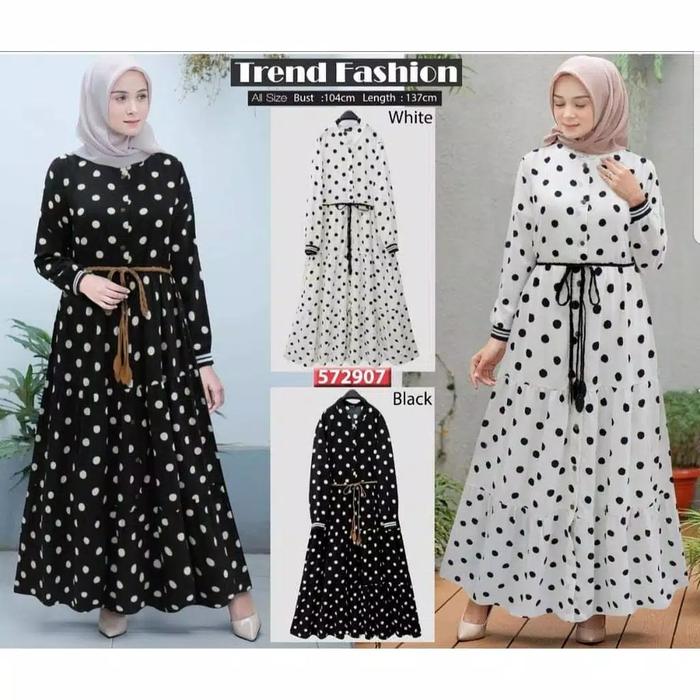 Garansi Termurah Aqila Polka Maxy Gamis | Dress Maxi | Fashion