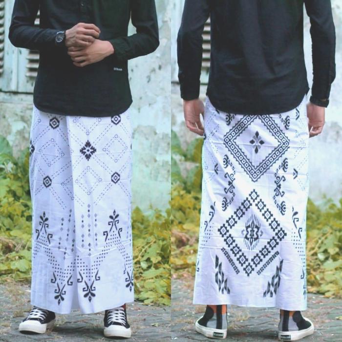 Sarung batik sarung palaikat sarung nu sarung santri warna putih cod 1