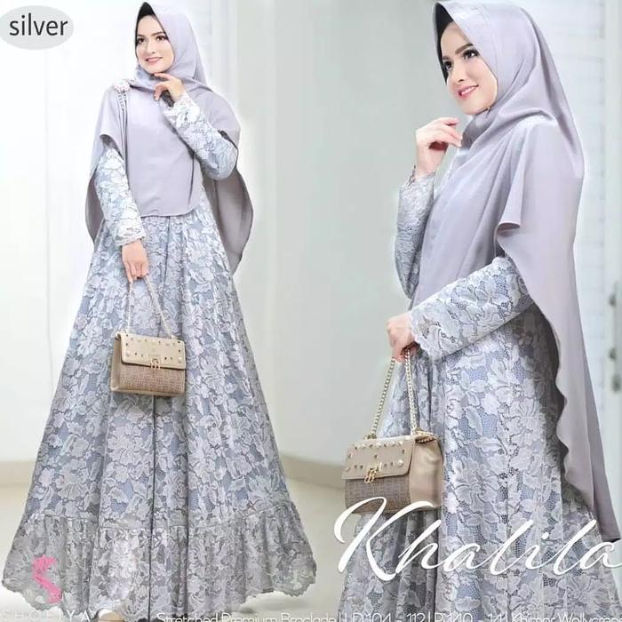 KHALILA DRESS SYARI FREE KHIMAR GAMIS BUSUI BROCADE