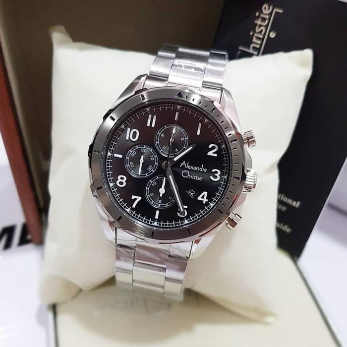 jam tangan pria Alexander Christie 6556 Silver Original crono aktif
