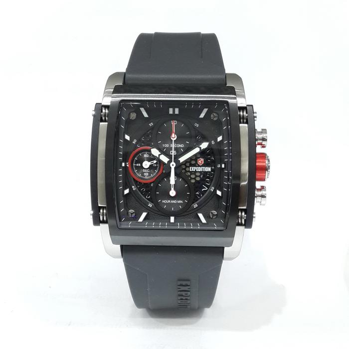 Expedition 6798MCRTBBA Jam Tangan Pria Rubber Strap Black Silver