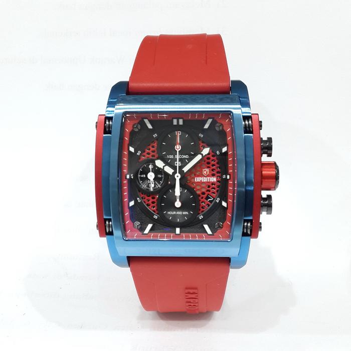 Expedition 6798MCRUBRE Jam Tangan Pria Rubber Strap Blue Red